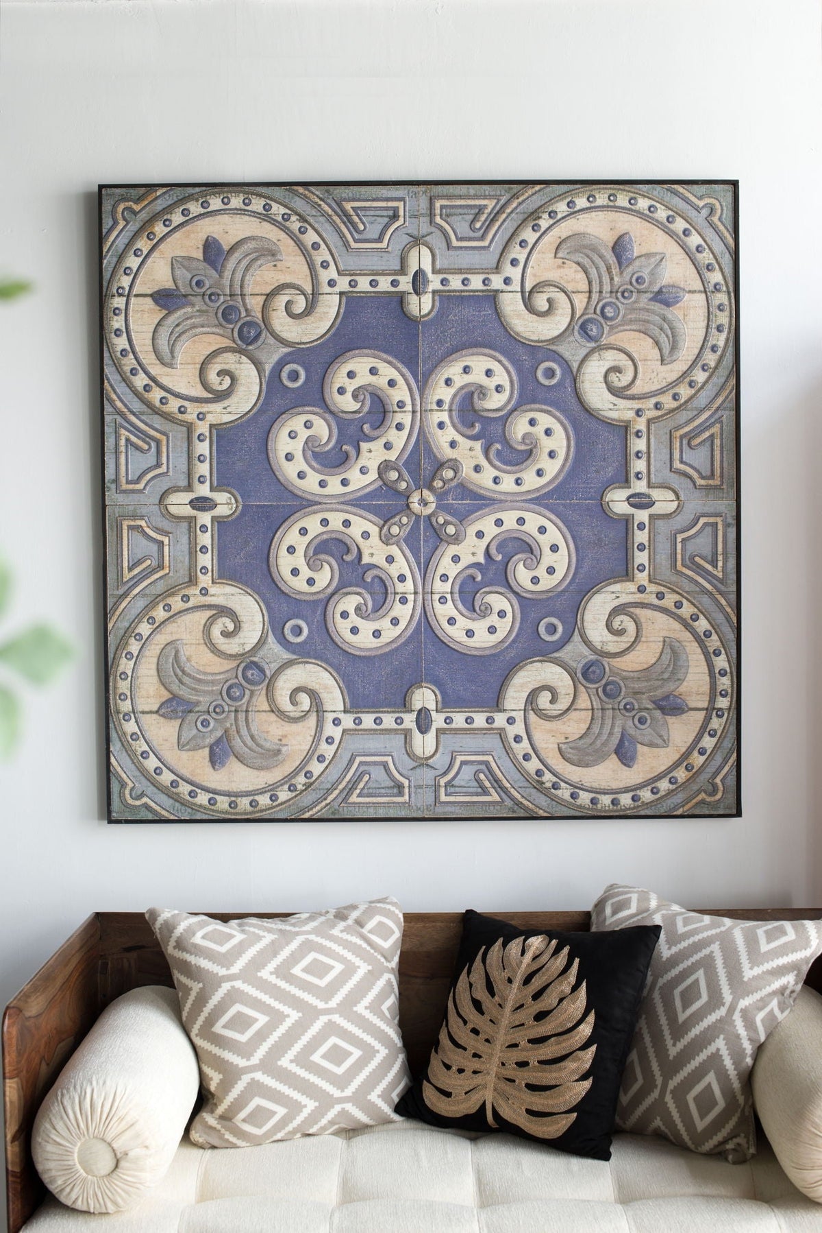 Large Multicolor Square Wall Decor Panel with Refined Pattern - 48"