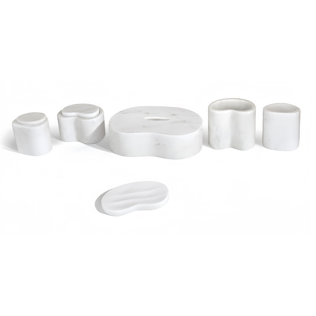 Elegant Natural Marble Bathroom Accessories Set