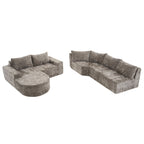 Modular Cloud Sectional Sofa Set with Deep Seating - Choose Beige, Dark Gray, or Dark Brown