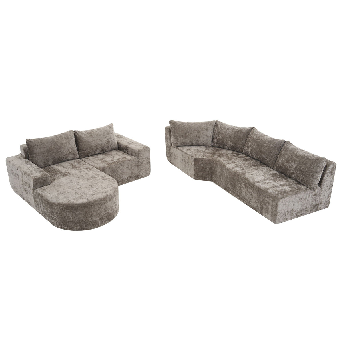 Modular Cloud Sectional Sofa Set with Deep Seating - Choose Beige, Dark Gray, or Dark Brown