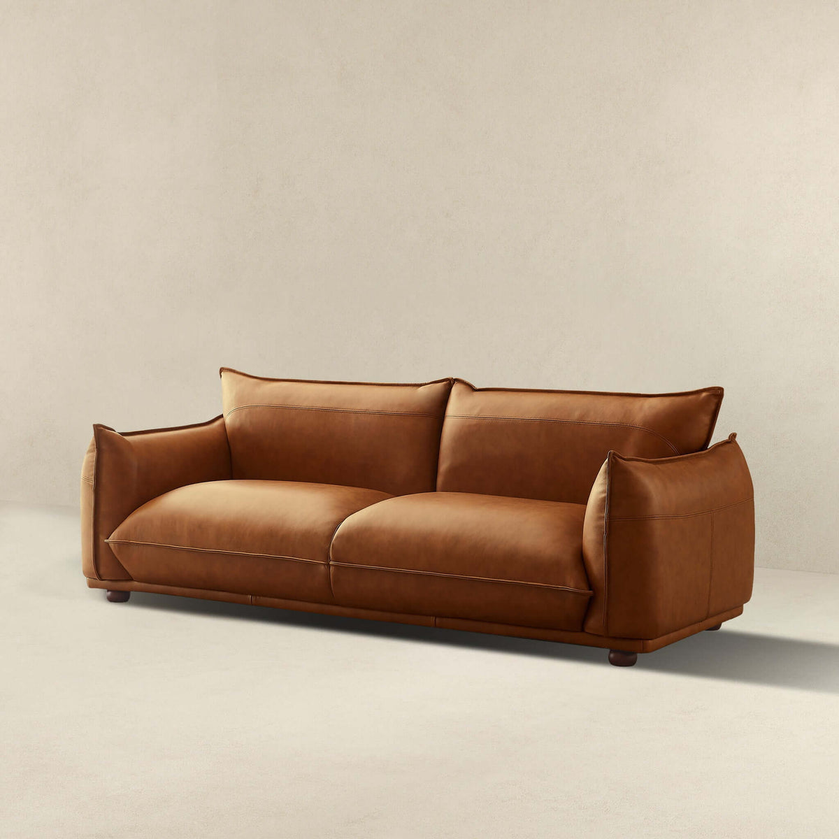 Mid-Century Modern Luxury Sofa with Tufted Design - Light Brown or White