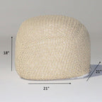Cable Knitted Accent Pouf with Semi Rounded Design - Beige, Dark Brown, Dark Gray