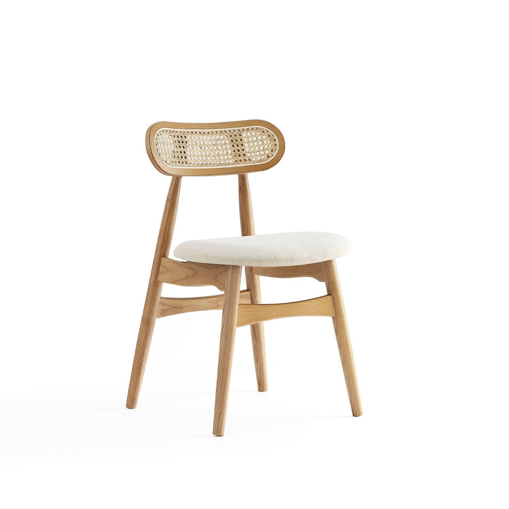 Dining Chair Set with Cane Backrest - Black or Light Brown