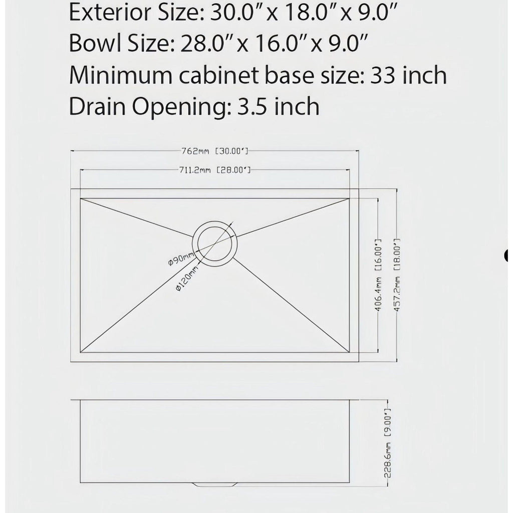 Black Undermount Kitchen Sink 16 Gauge Stainless Steel Single Bowl