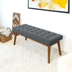 Modern Bench with Velvet Upholstery - Gray