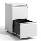 Metal Drawer Mobile File Cabinet with Lock for Secure Organization - White or Black
