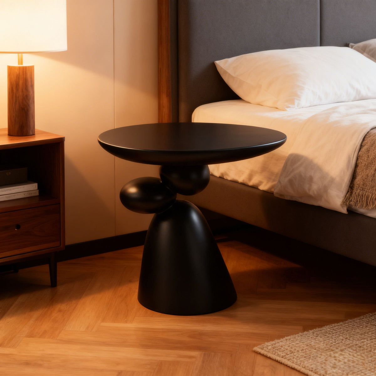 Lucky Stone Shaped Table with Sculptural Base – White, Black, or Gray