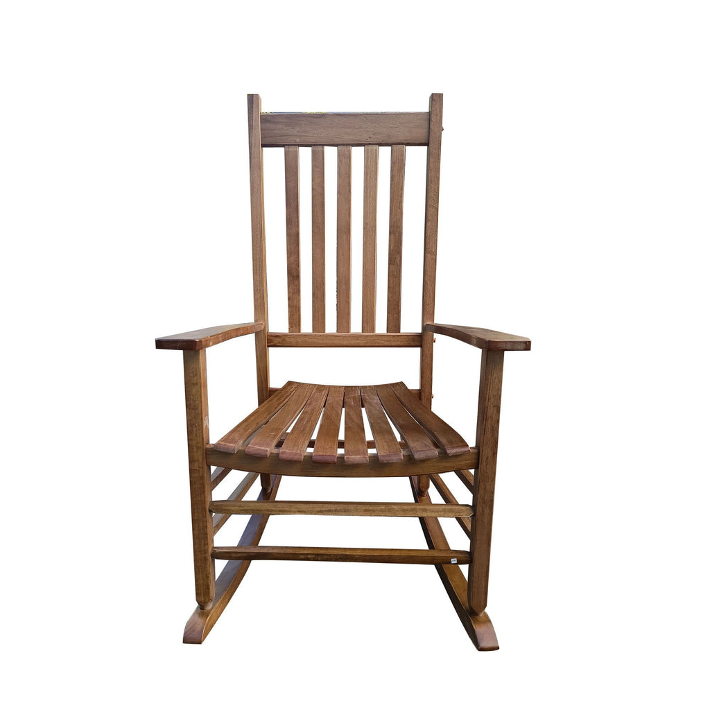 Balcony Porch Adult Rocking Chair with Solid Hardwood Frame - Available in Brown, Oak, or White