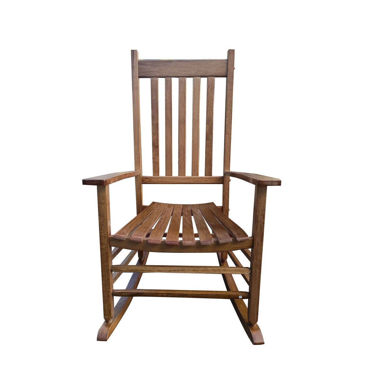 Balcony Porch Adult Rocking Chair with Solid Hardwood Frame - Available in Brown, Oak, or White