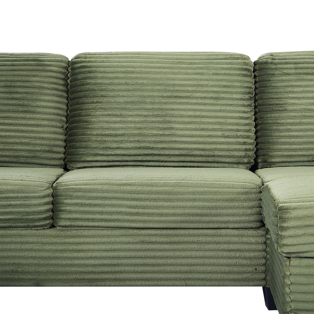 U-Shaped Upholstered Sectional Sofa with Movable Ottoman