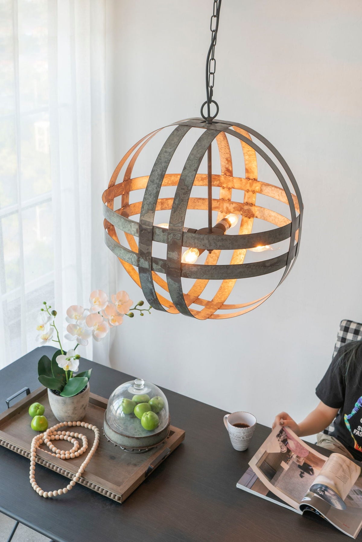 4 Light Galvanized Chandelier