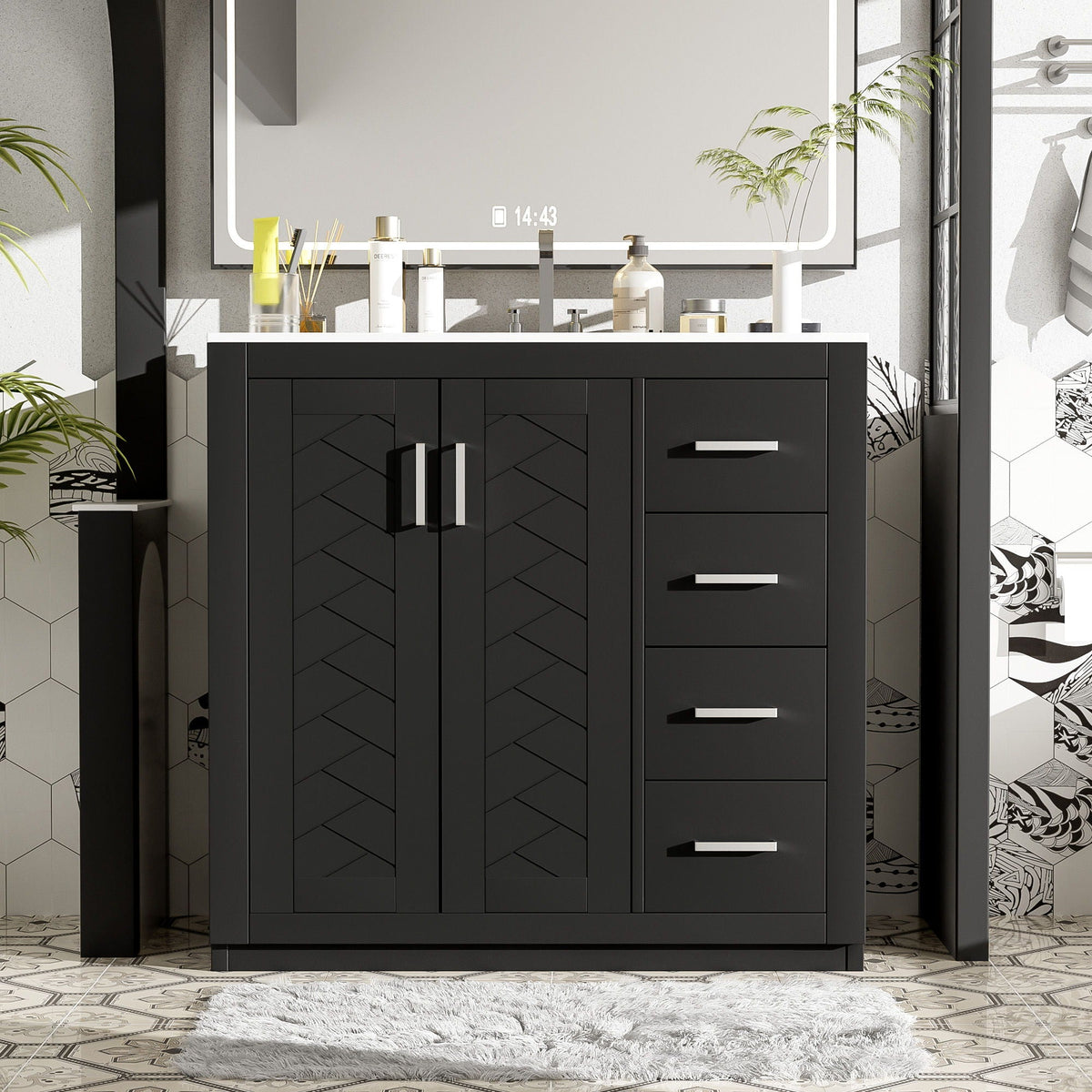 Retro Style Bathroom Vanity with Soft Closing Doors - Multiple Colors