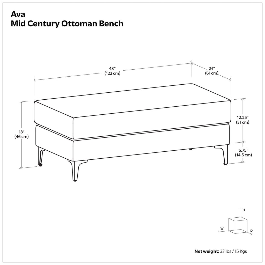 Versatile Mid Century Ottoman with Eco-Friendly Upholstery - Beige or Dark Gray