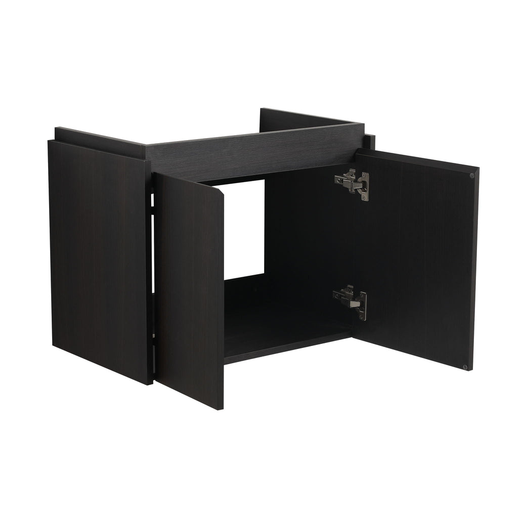 Modern Bathroom Vanity with Ceramic Basin and Storage Cabinet - Light Brown, Black, or White