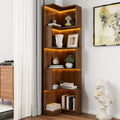5 Tier Corner Book Shelf with Durable Melamine Finish - Neutral Wood