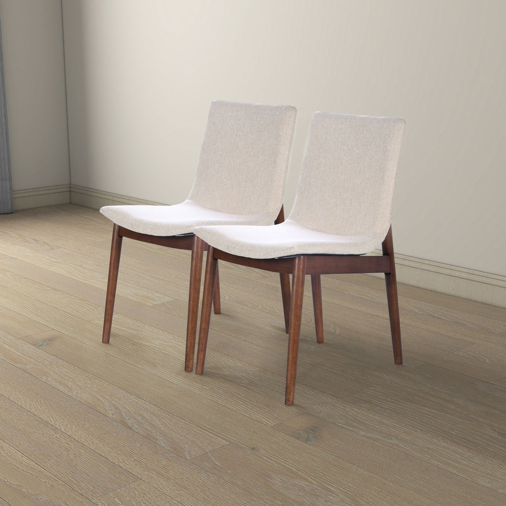 Beige Dining Chair Set of 2 with Solid Wood Construction - Ravel