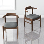 Mid-Century Modern Dining Chair Set of 2 with Solid Wood Frame - Dark Gray or Black
