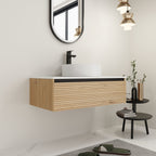 36'' Wall Mounted Bathroom Vanity with Resin Sink - Light Coffee