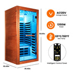 American White Oak Single Person Sauna Room with LED Lighting