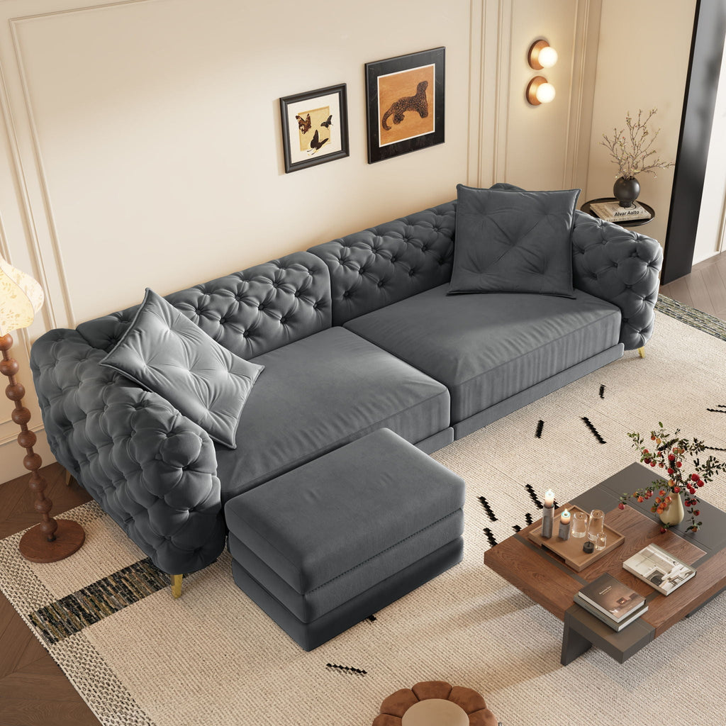 Convertible 3-in-1 Sleeper Sofa Set with Movable Ottoman - Multiple Colors