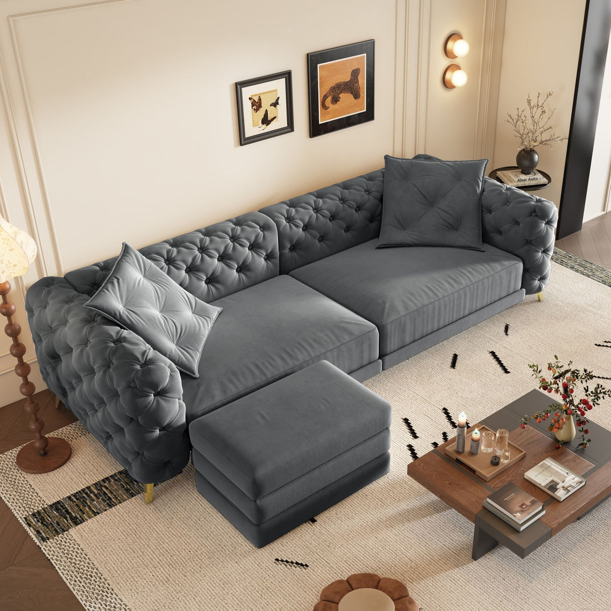 Convertible 3-in-1 Sleeper Sofa Set with Movable Ottoman - Multiple Colors