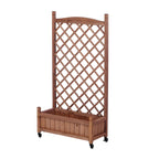 Raised Garden Bed with Trellis 2 Pack – Solid Wood Planter & Plant Stand, Brown