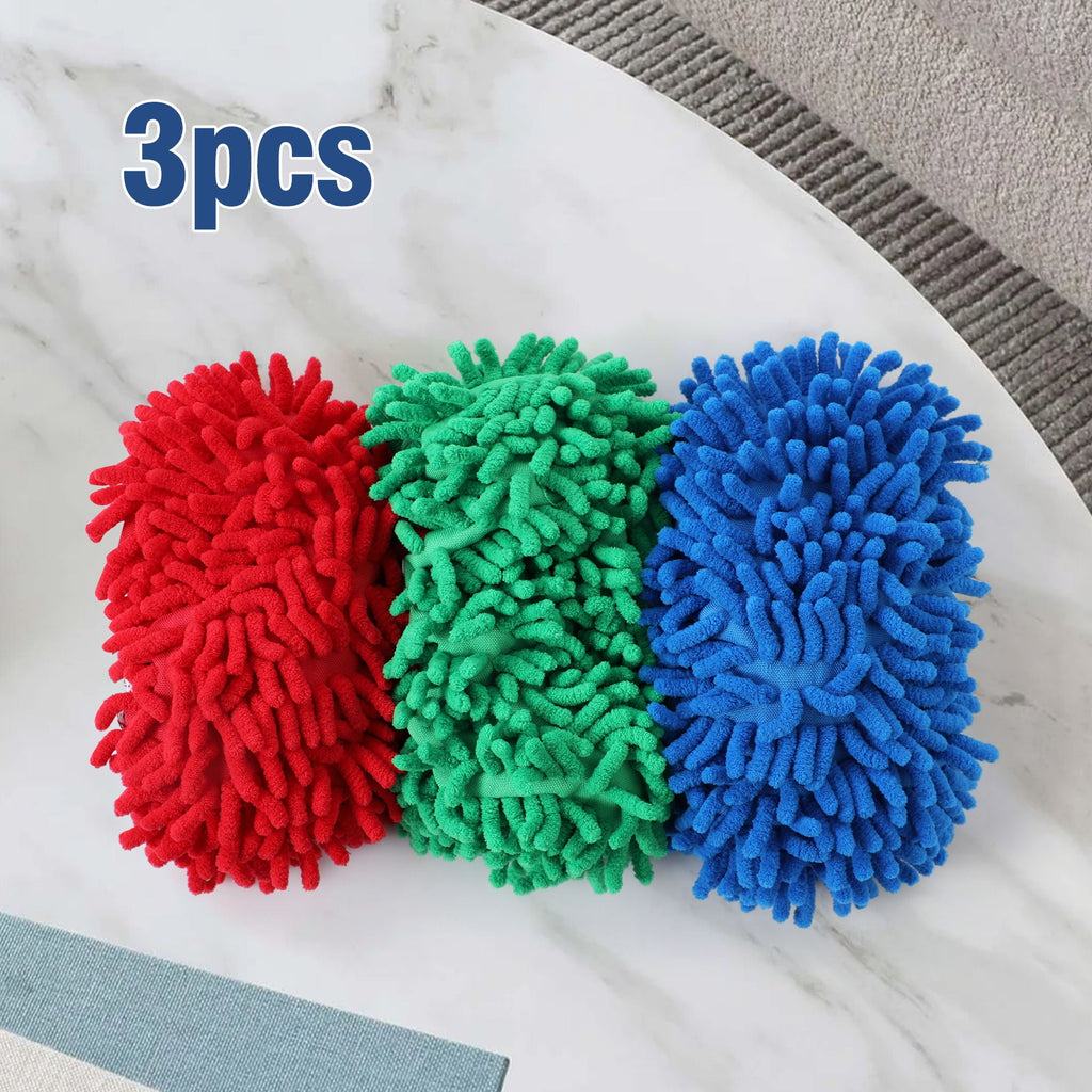 Microfiber Mop Slippers for Floor Cleaning, Machine Washable, 3 Pieces