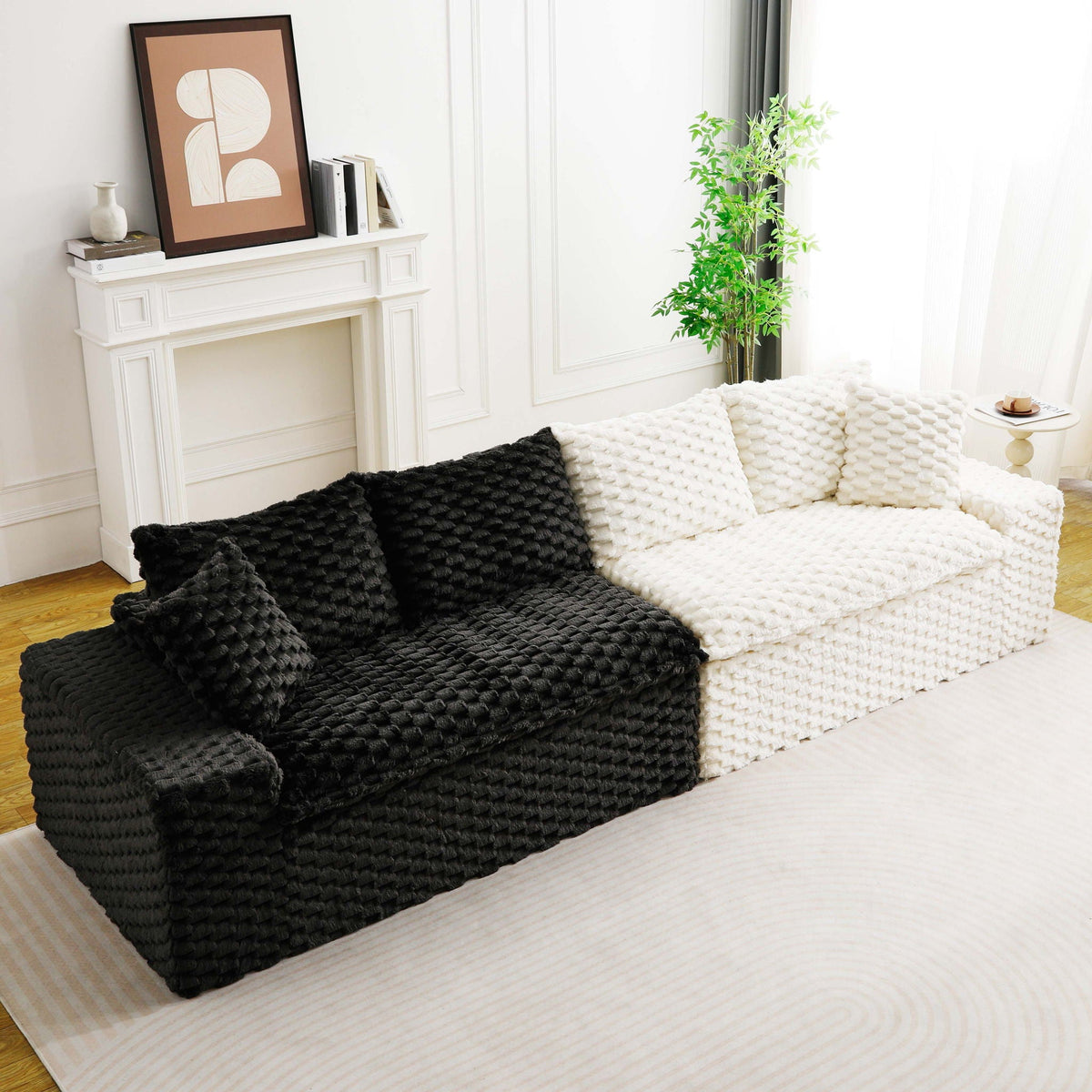 Luxury Multifunctional Sofa for Living Room with Adjustable Layout - Black, Dark Green, White, Pink