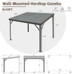 8' x 10' Lean To Gazebo with Upgraded Drainage System - Gray