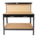 Steel Workbench Tool Storage with Drawer and Peg Board - Black / Light Brown