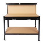 Steel Workbench Tool Storage with Drawer and Peg Board - Black / Light Brown