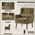 Modern Upholstered Arm Chair with Solid Wood Legs and Pillow - Multiple Colors