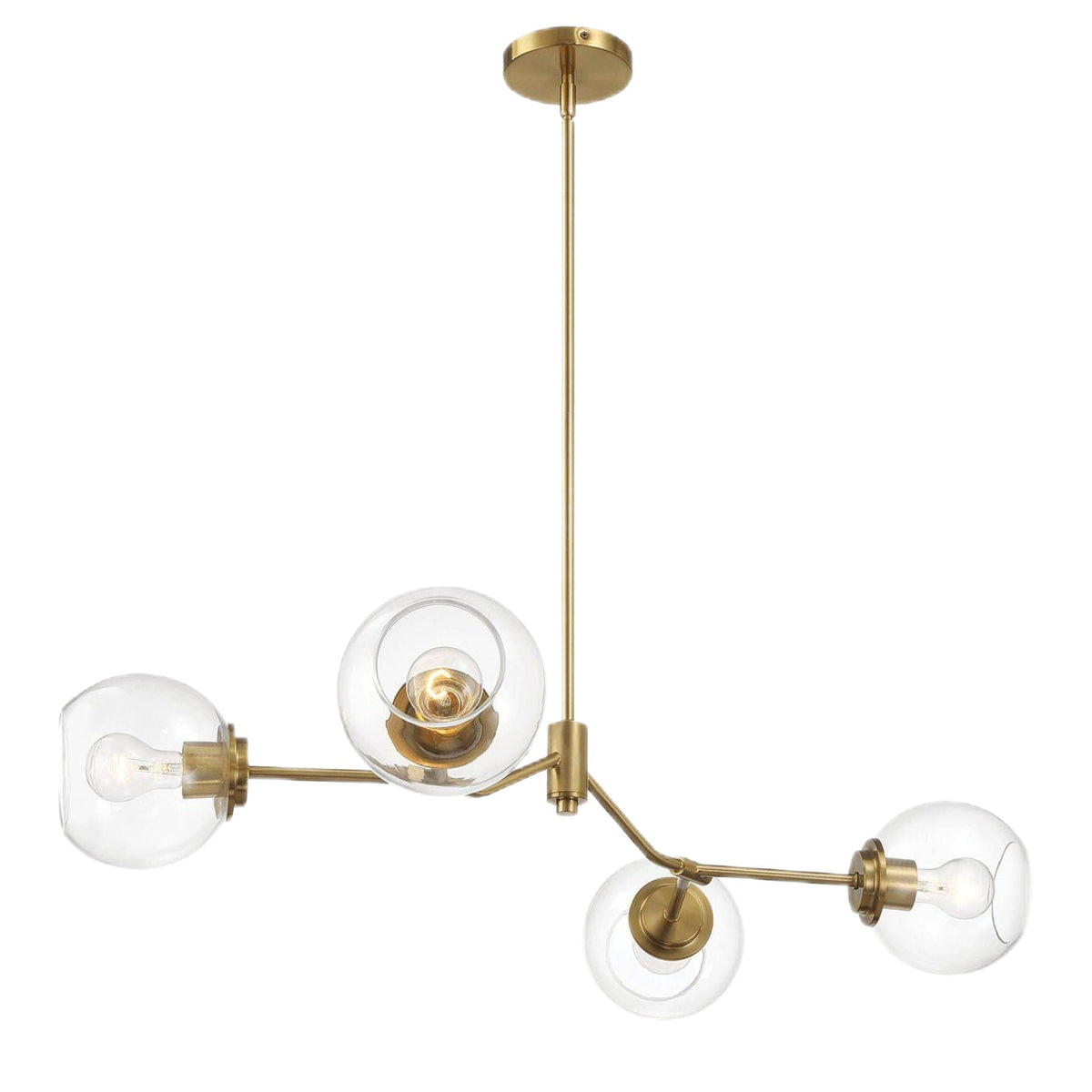 Jewel 4-Light Chandelier Ceiling Hanging Light Fixture with Clear Glass - Gold