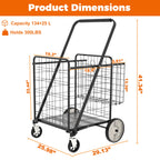 Bigger Super Jumbo Shopping Cart with Foldable Metal Frame - Metal