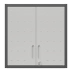 Metal Wall Mounted Tool Storage Cabinet with 2 Locking Doors and Adjustable Shelf - Gray or Black