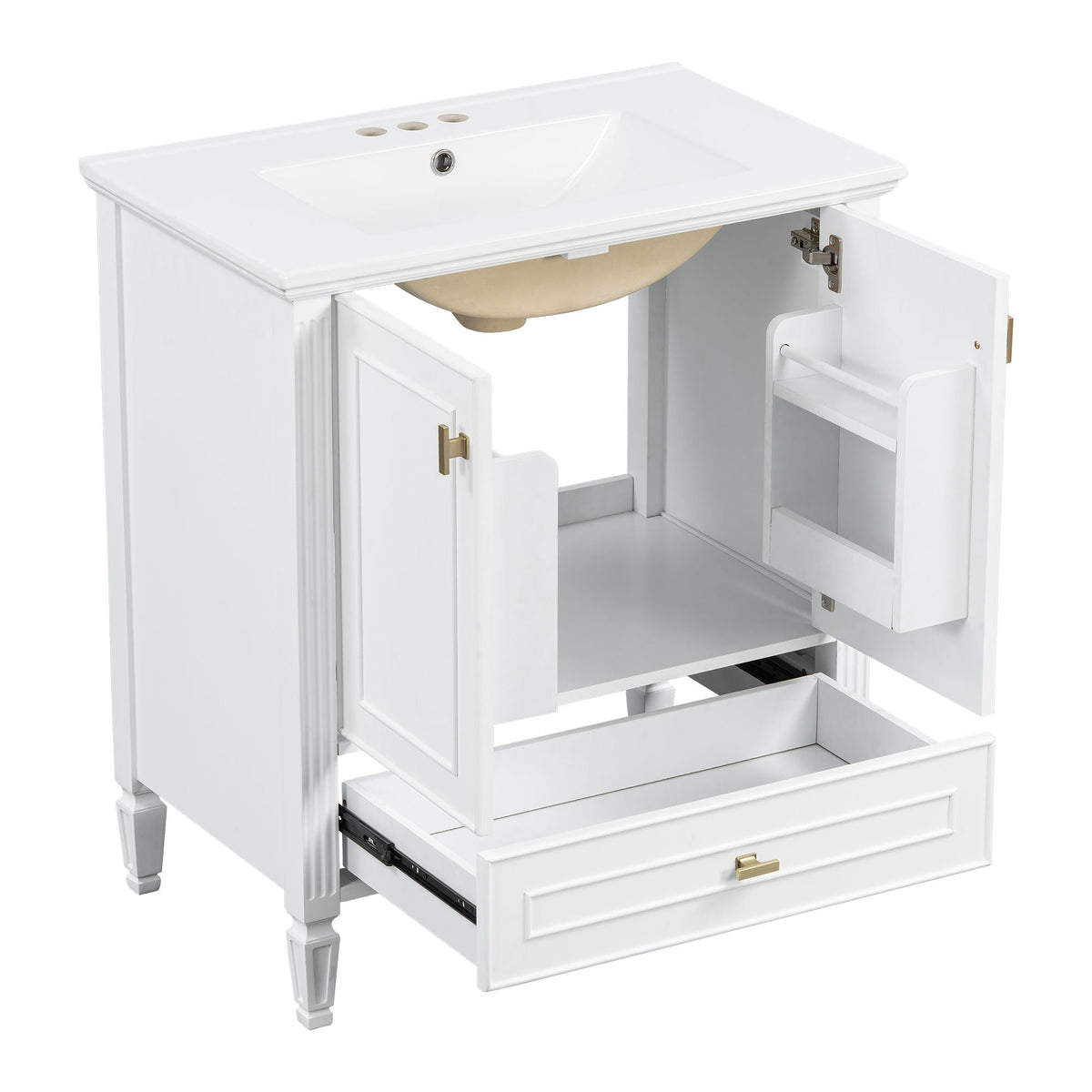 Freestanding Vanity with Drawer & Soft Close Doors - Green or White