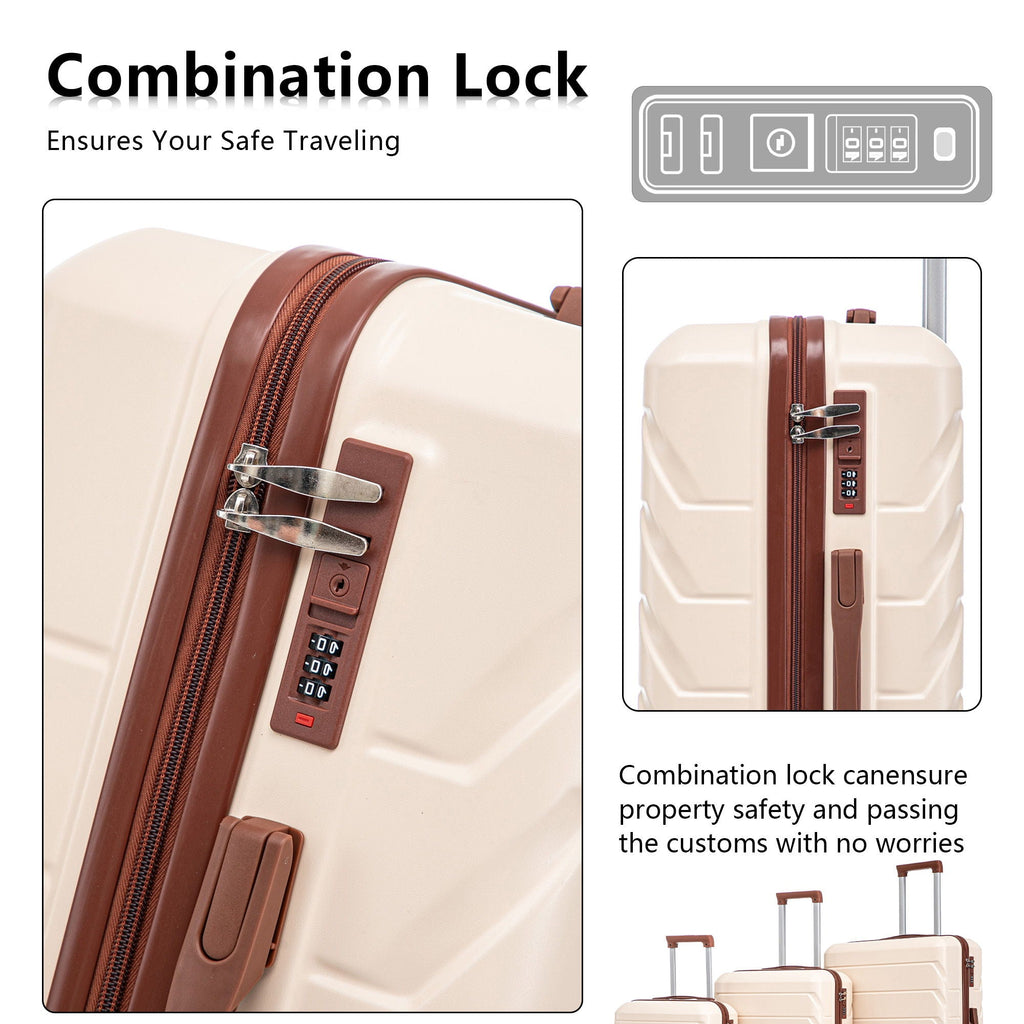 3 Pieces Set Spinner Wheel Luggage With Combination Lock
