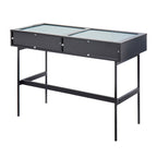 Contemporary Console Table with Tempered Glass Top - White or Black