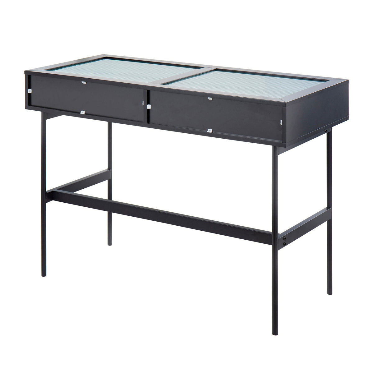 Contemporary Console Table with Tempered Glass Top - White or Black