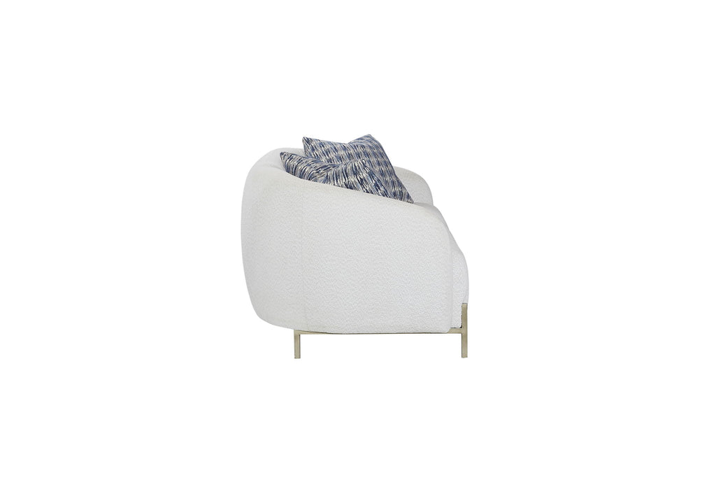 Rounded Sofa with Dacron-Wrapped Cushions and Sinuous Springs - White