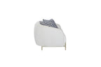 Rounded Sofa with Dacron-Wrapped Cushions and Sinuous Springs - White