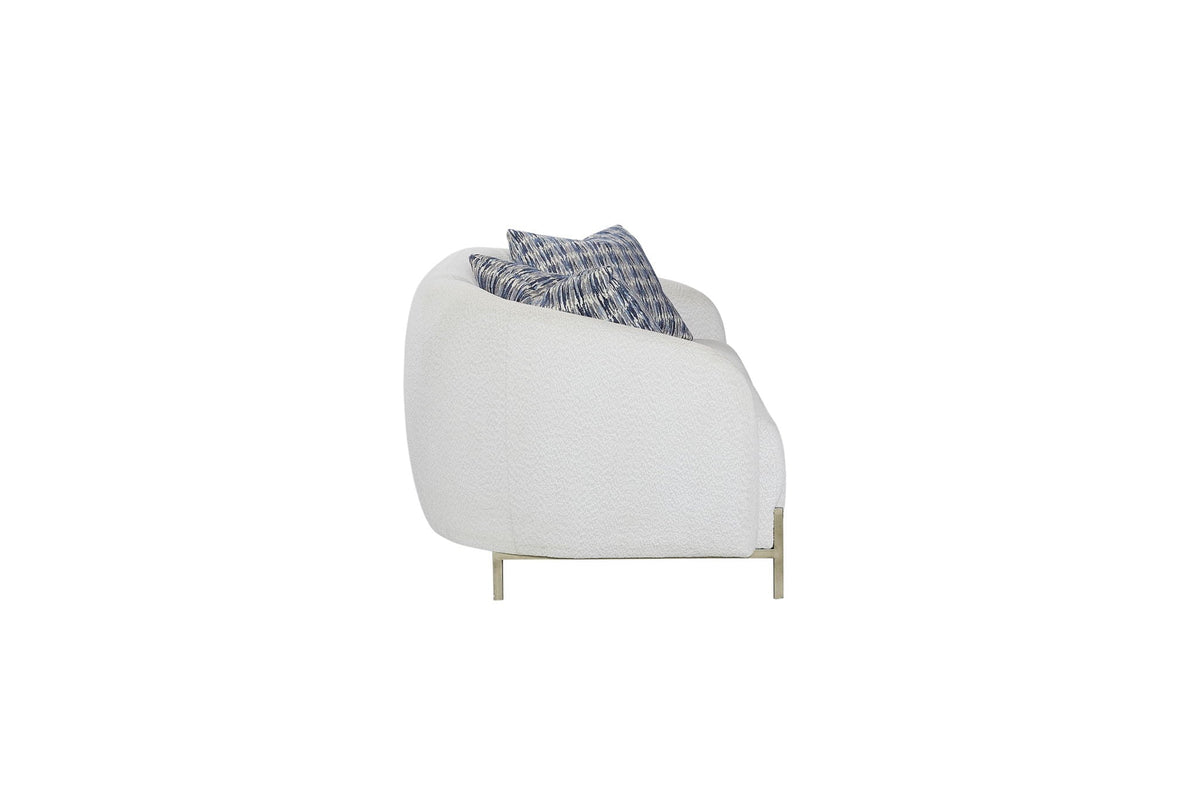 Rounded Sofa with Dacron-Wrapped Cushions and Sinuous Springs - White