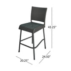 29" Outdoors PE Rattan Armless Barstools with Woven Finish - Grey