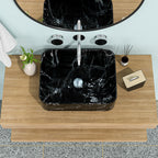 Rectangular Vessel Bathroom Sink with Sleek Black and Gray Ceramic Finish