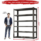 Heavy Duty Metal Garage Shelving Unit with Adjustable Shelves - Black