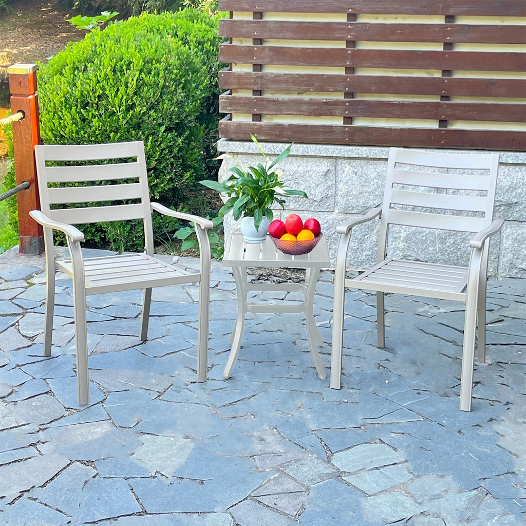 Iron Terrace Dining Chairs with Ecoating Finish - Cream Color