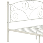 Queen Size Metal Bed Frame with Flower Headboard and Footboard