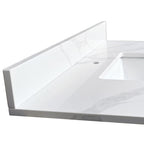37-Inch Quartz Bathroom Vanity Top with Undermount Single Bowl - White