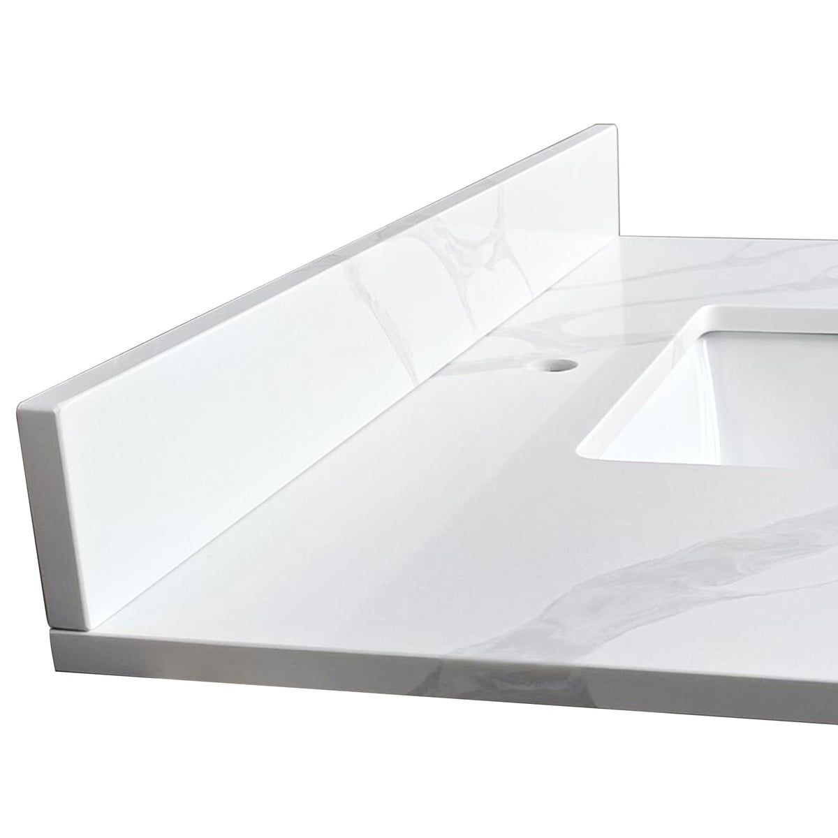 37-Inch Quartz Bathroom Vanity Top with Undermount Single Bowl - White