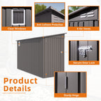 Lean-To Storage Shed with Windows and Sloping Roof - Gray